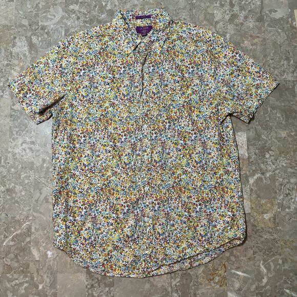 J Crew Shirt Mens Medium Classic Watercolor Floral Short Sleeve Button Liberty - Picture 2 of 9